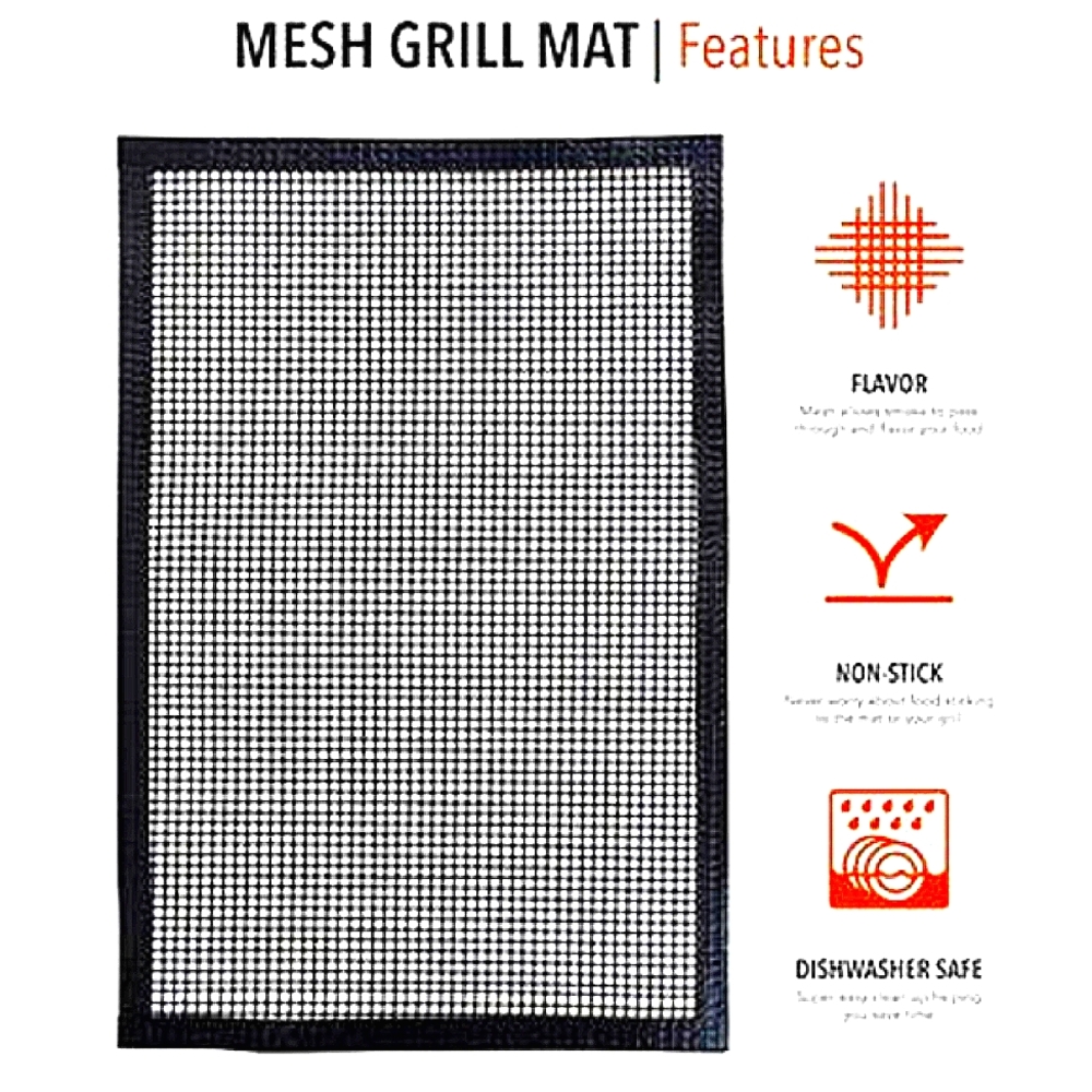 Mess Grilling Mat for Gas, Oven, BBQ, Smokers - Reusable Environmental Friendly